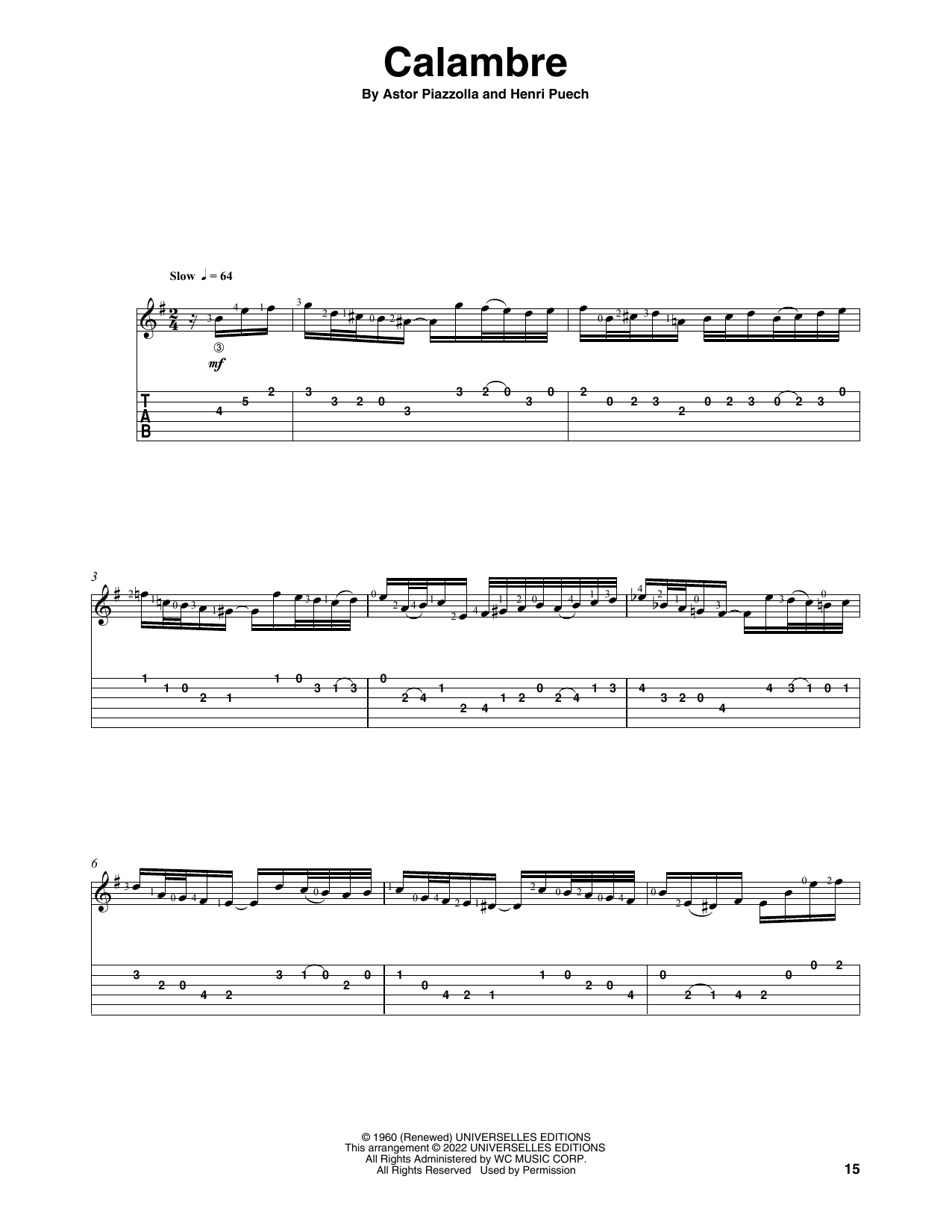 Astor Piazzolla Calambre (arr. Celil Refik Kaya) sheet music notes and chords. Download Printable PDF.