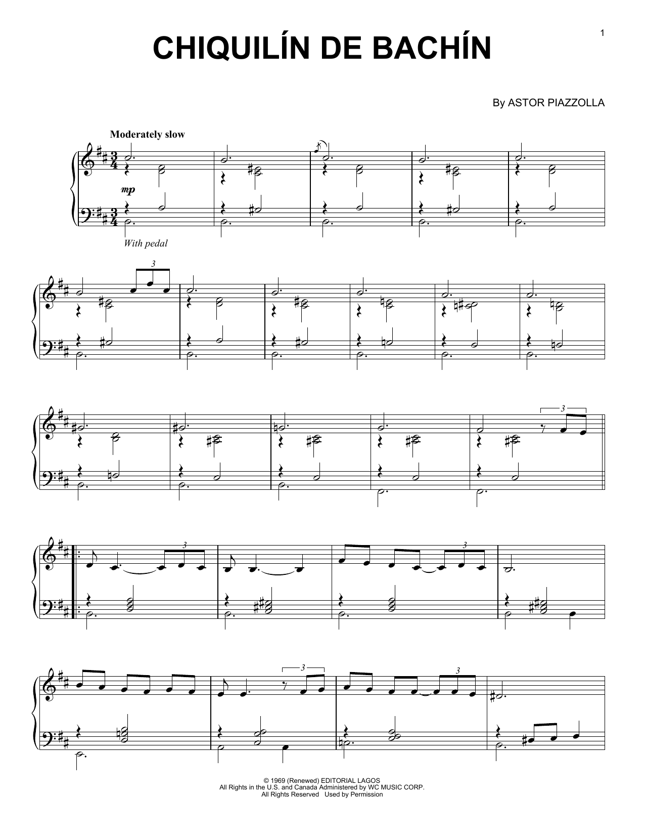 Astor Piazzolla Chiquilin de Bachin sheet music notes and chords. Download Printable PDF.