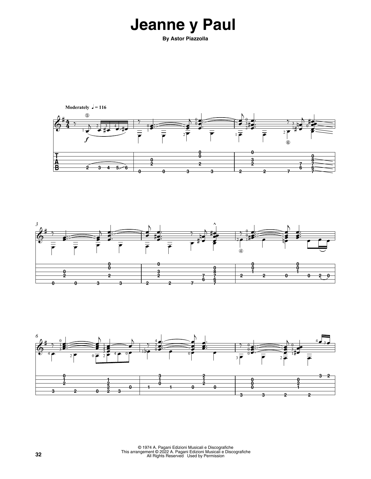 Astor Piazzolla Jeanne Y Paul (arr. Celil Refik Kaya) sheet music notes and chords. Download Printable PDF.