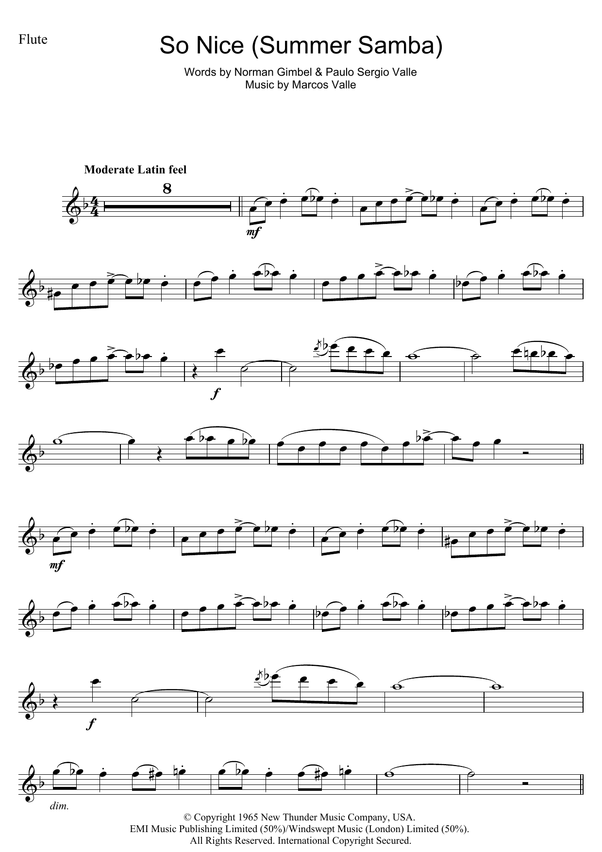 Astrud Gilberto So Nice (Summer Samba) sheet music notes and chords. Download Printable PDF.