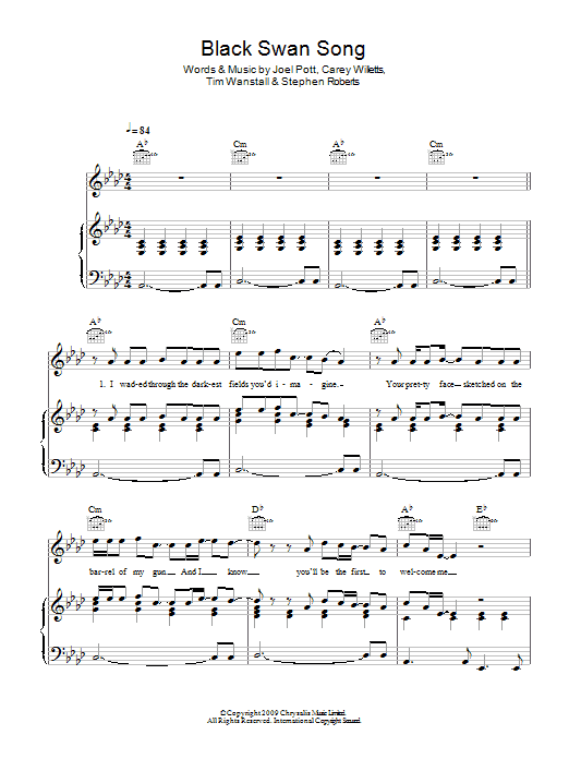 Athlete Black Swan Song sheet music notes and chords arranged for Piano, Vocal & Guitar Chords