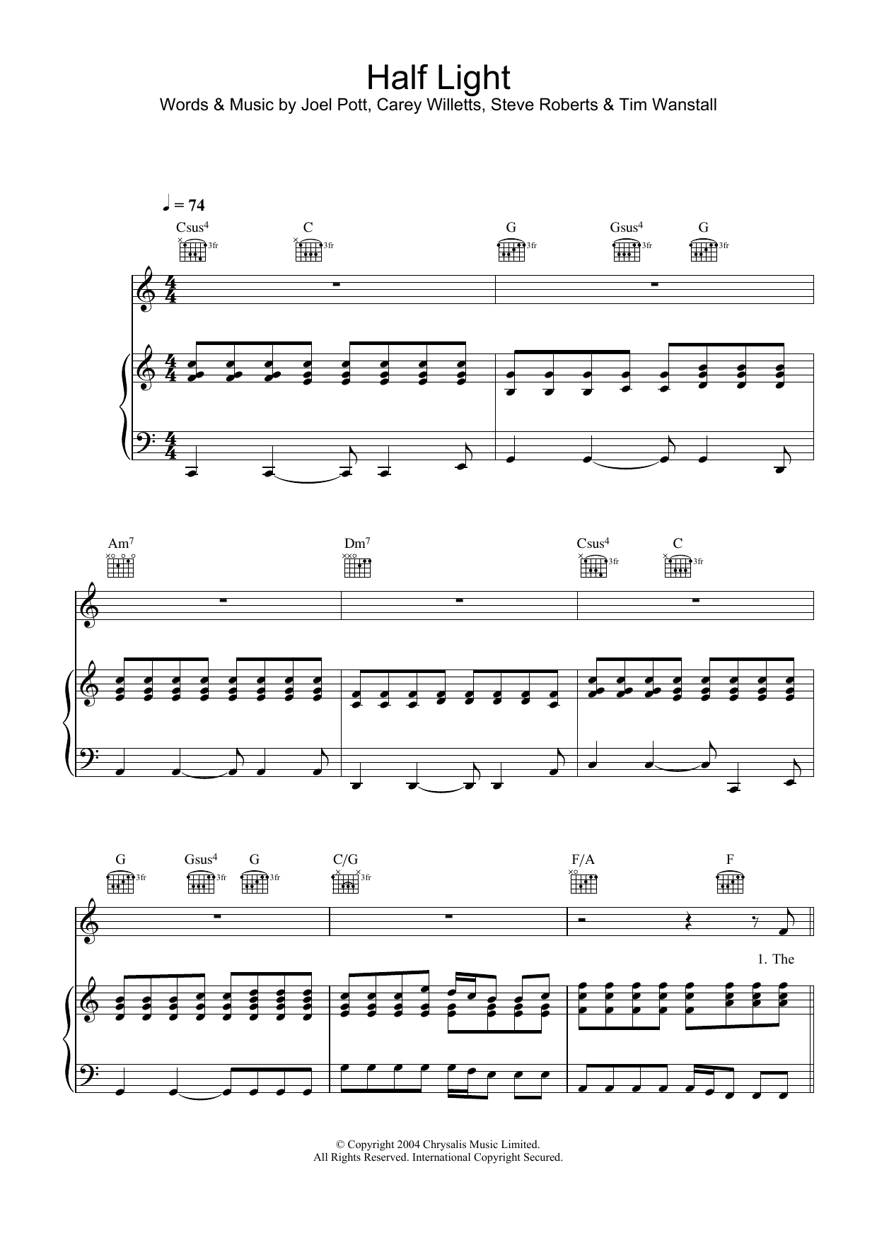 Learn to play Athlete Half Light sheet music for Piano, Vocal & Guitar Chords in minutes. Price: 7.8900$ Athlete Half Light sheet music notes and chords arranged for Piano, Vocal & Guitar Chords
