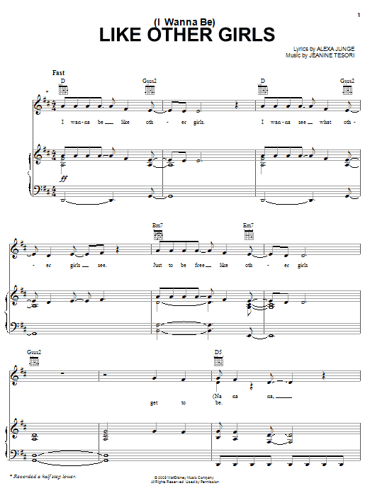 Learn to play Atomic Kitten (I Wanna Be) Like Other Girls sheet music for Piano, Vocal & Guitar Chords (Right-Hand Melody) in minutes. Price: 7.8900$ Atomic Kitten (I Wanna Be) Like Other Girls sheet music notes and chords arranged for Piano, Vocal & Guitar Chords (Right-Hand Melody)