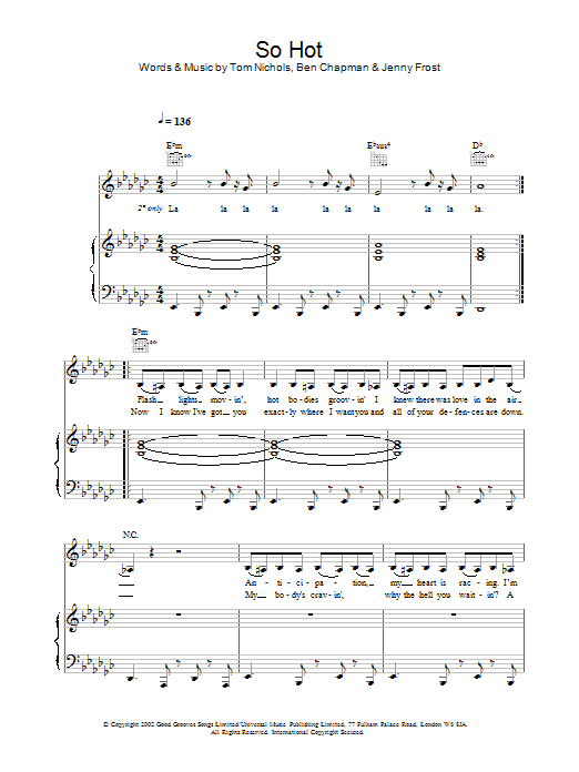 Learn to play Atomic Kitten So Hot sheet music for Piano, Vocal & Guitar Chords in minutes. Price: 7.8900$ Atomic Kitten So Hot sheet music notes and chords arranged for Piano, Vocal & Guitar Chords