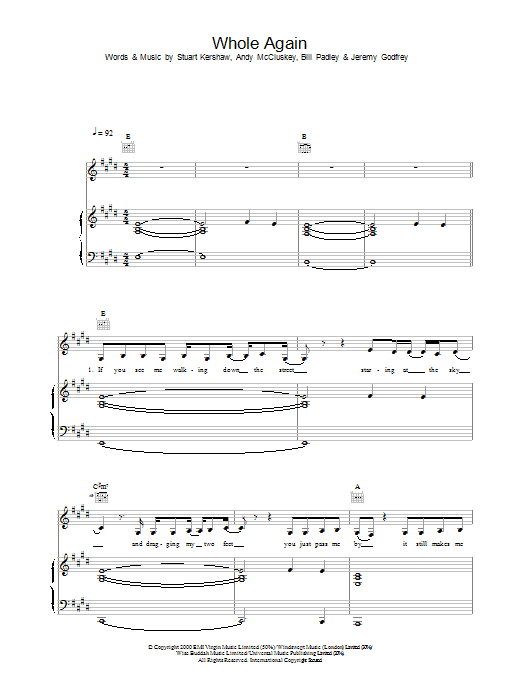 Atomic Kitten Whole Again sheet music notes and chords. Download Printable PDF.