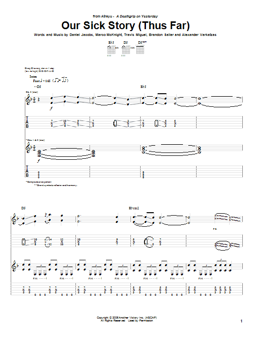 Learn to play Atreyu Our Sick Story (Thus Far) sheet music for Guitar Tab in minutes. Price: 7.8900$ Atreyu Our Sick Story (Thus Far) sheet music notes and chords arranged for Guitar Tab