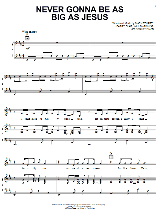 Learn to play Audio Adrenaline Never Gonna Be As Big As Jesus sheet music for Piano, Vocal & Guitar Chords (Right-Hand Melody) in minutes. Price: 7.8900$ Audio Adrenaline Never Gonna Be As Big As Jesus sheet music notes and chords arranged for Piano, Vocal & Guitar Chords (Right-Hand Melody)