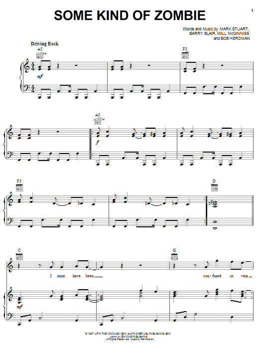 Learn to play Audio Adrenaline Some Kind Of Zombie sheet music for Piano, Vocal & Guitar Chords (Right-Hand Melody) in minutes. Price: 7.8900$ Audio Adrenaline Some Kind Of Zombie sheet music notes and chords arranged for Piano, Vocal & Guitar Chords (Right-Hand Melody)