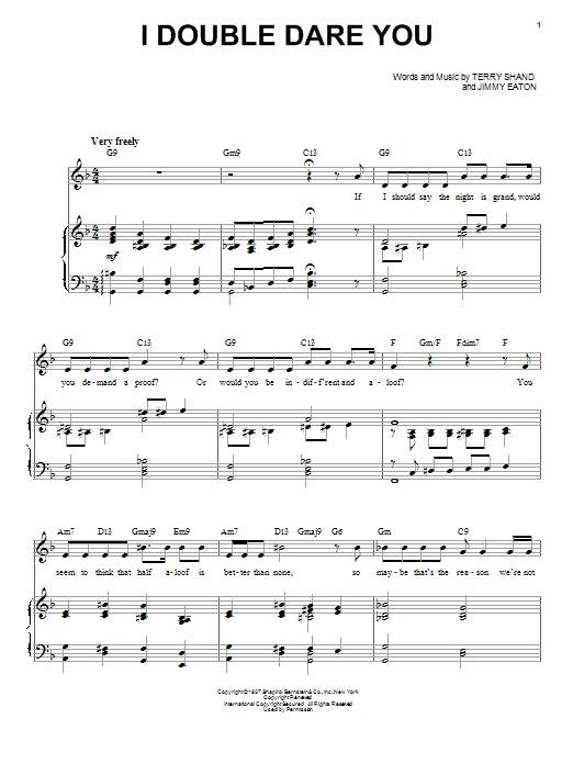 Learn to play Audra McDonald I Double Dare You sheet music for Piano & Vocal in minutes. Price: 7.8900$ Audra McDonald I Double Dare You sheet music notes and chords arranged for Piano & Vocal