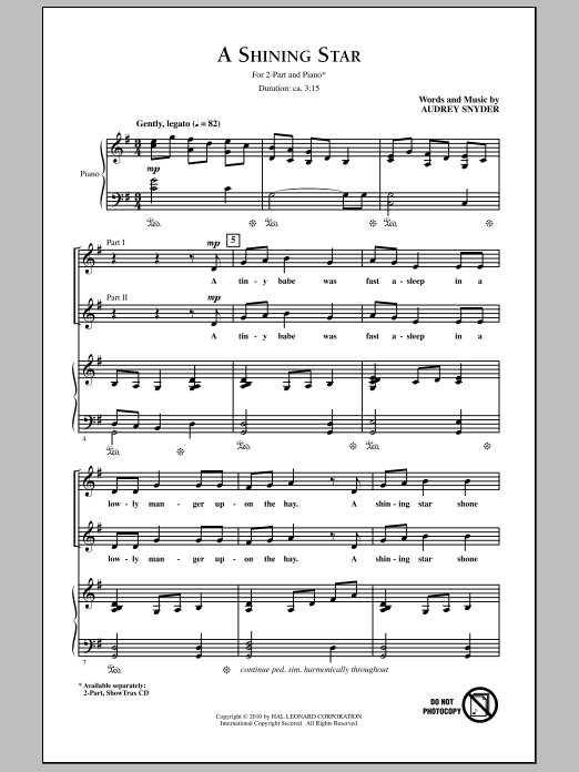 Audrey Snyder A Shining Star sheet music notes and chords. Download Printable PDF.