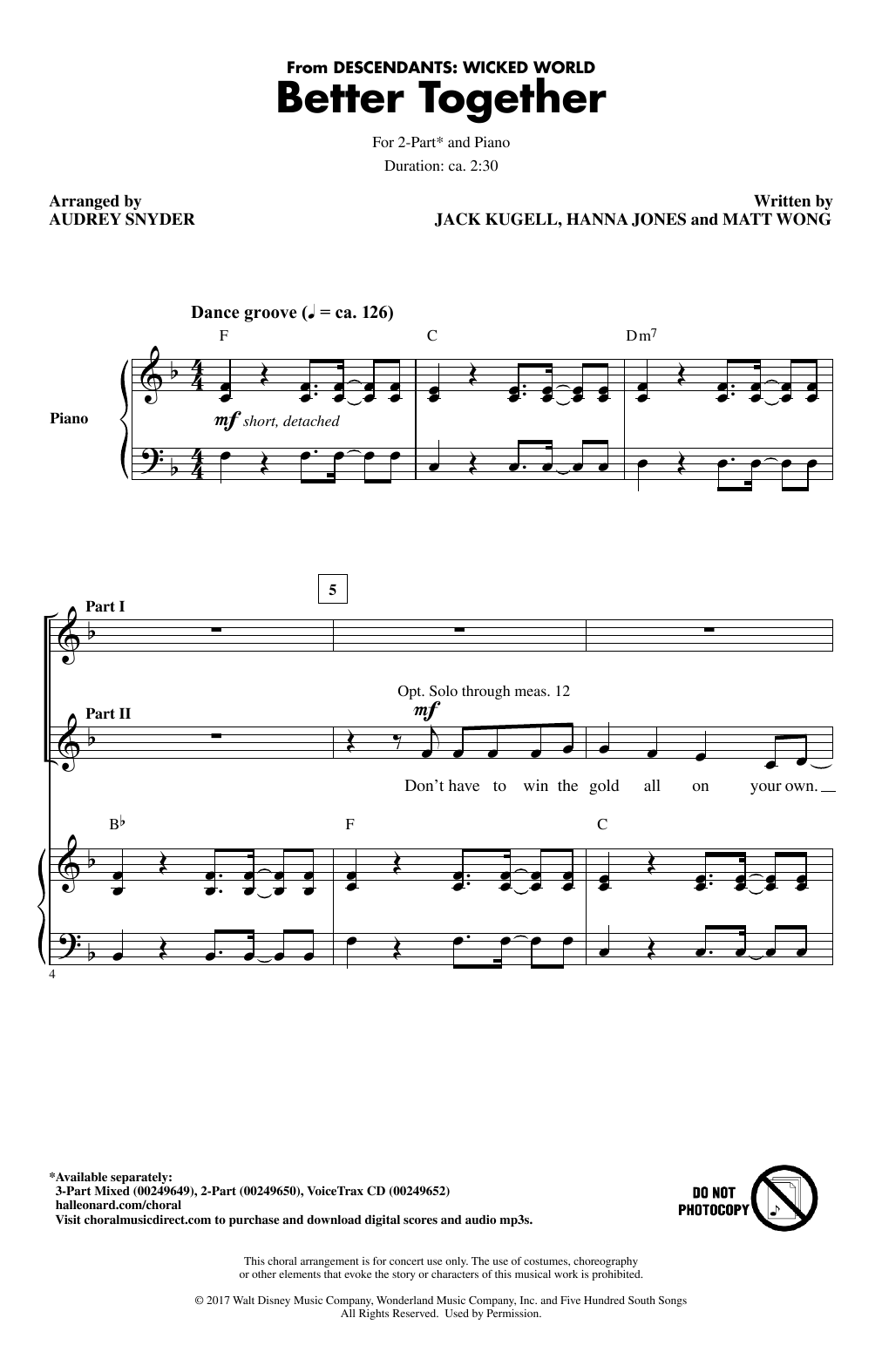 Audrey Snyder Better Together sheet music notes and chords. Download Printable PDF.