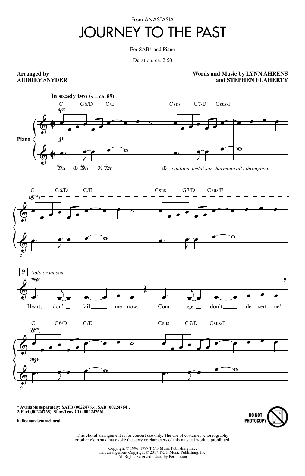 Audrey Snyder Journey To The Past sheet music notes and chords. Download Printable PDF.