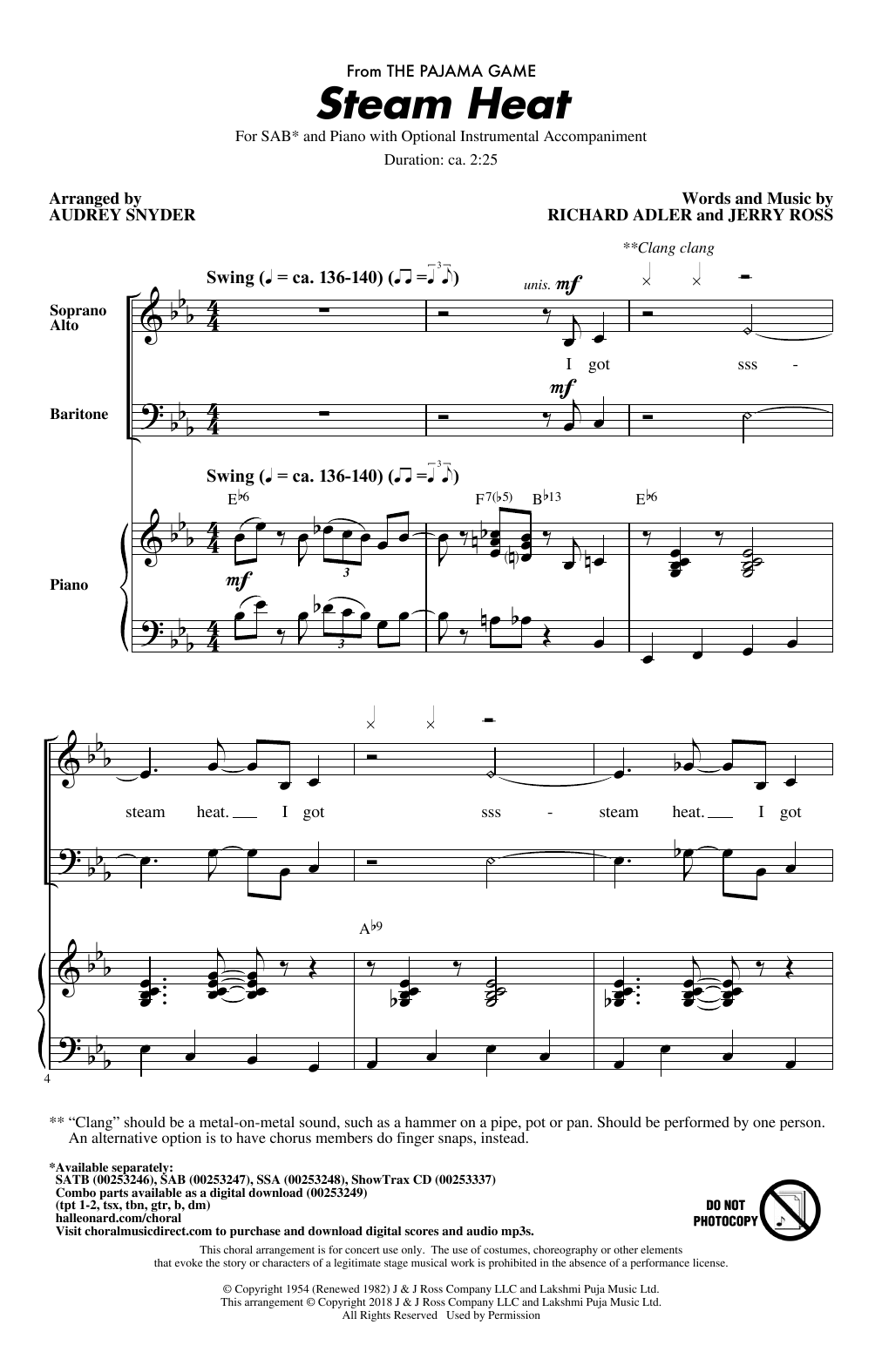 Learn to play Audrey Snyder Steam Heat sheet music for SAB Choir in minutes. Price: 3.9900$ Audrey Snyder Steam Heat sheet music notes and chords arranged for SAB Choir