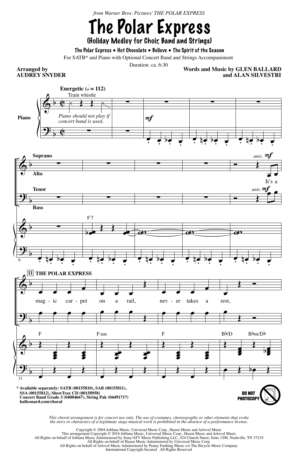 Audrey Snyder The Polar Express (Holiday Medley) sheet music notes and chords. Download Printable PDF.