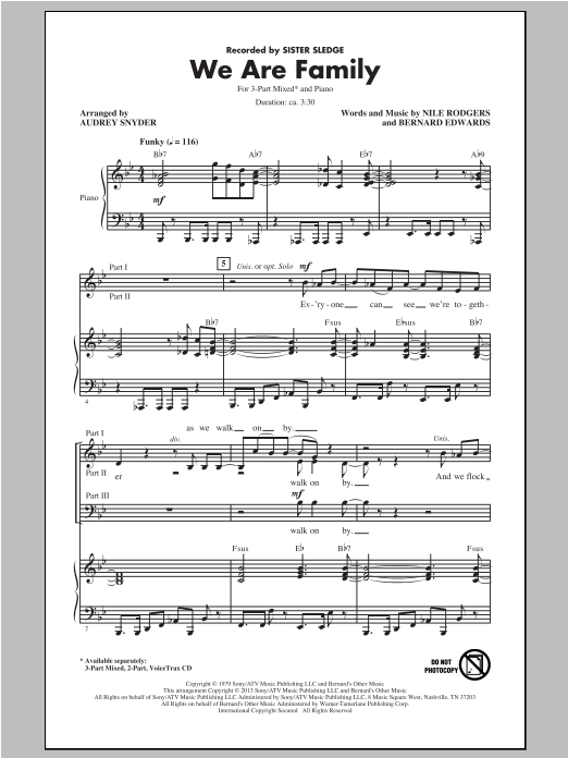 Audrey Snyder We Are Family sheet music notes and chords. Download Printable PDF.