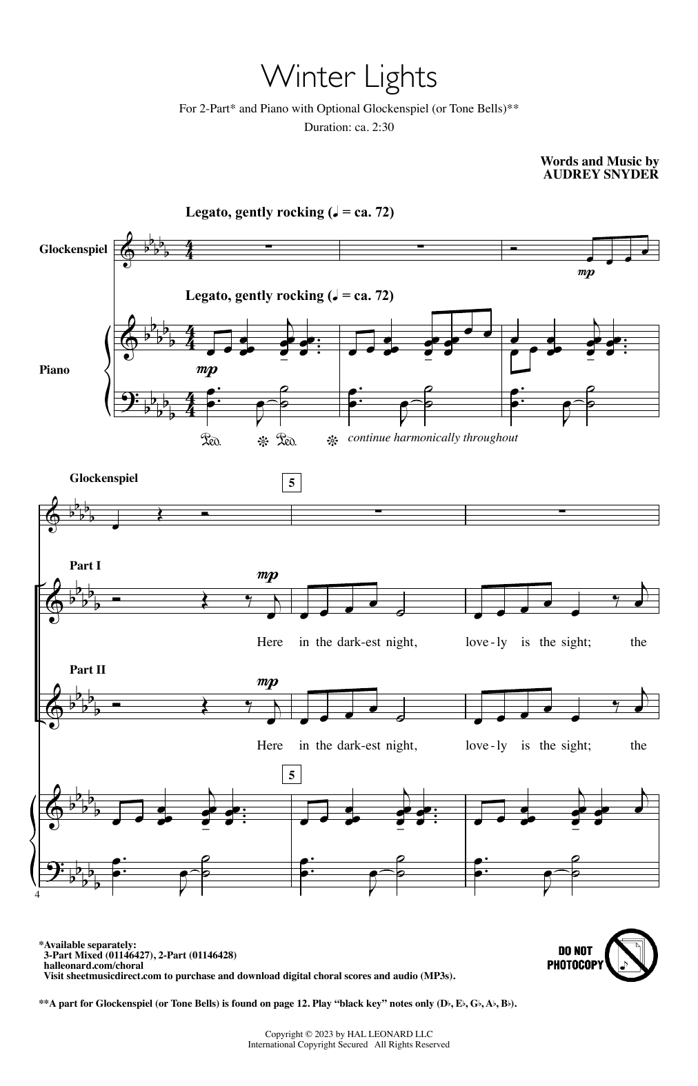 Audrey Snyder Winter Lights sheet music notes and chords. Download Printable PDF.