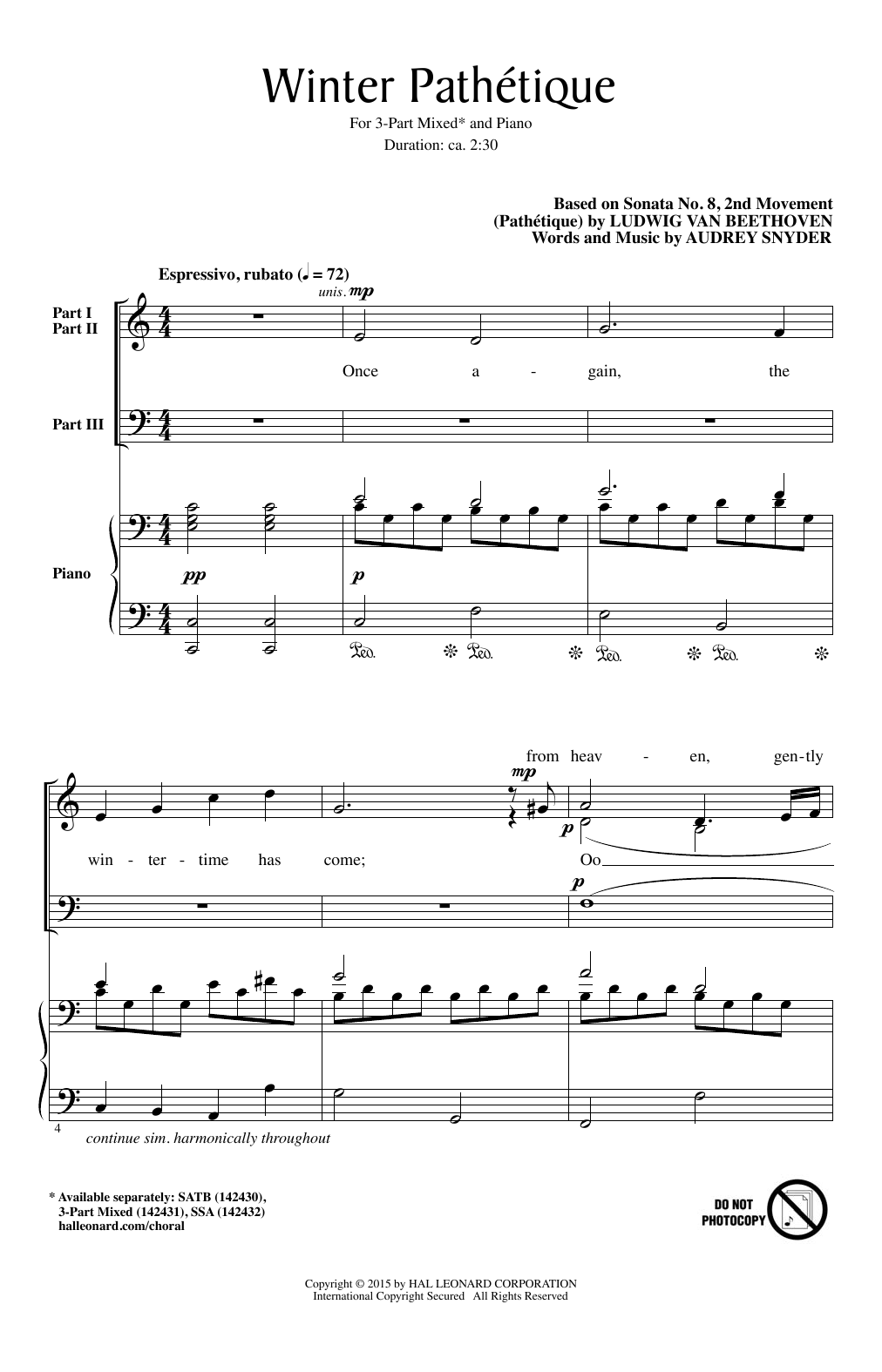 Audrey Snyder Winter Pathetique sheet music notes and chords. Download Printable PDF.