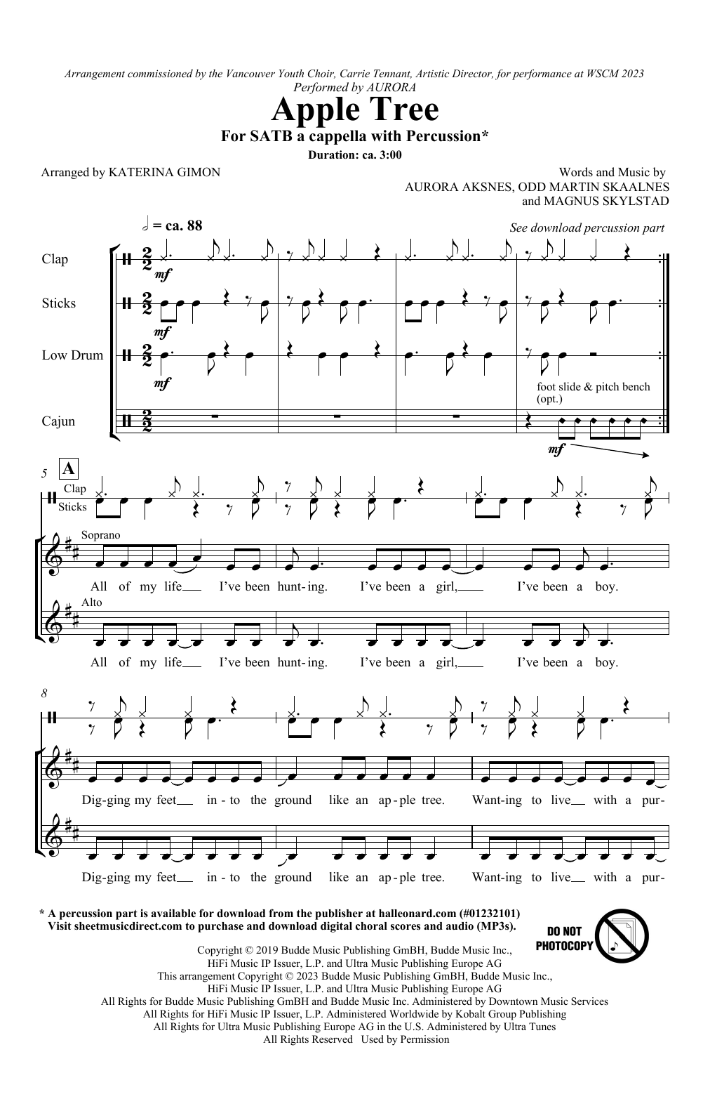 Aurora Apple Tree (arr. Katerina Gimon) sheet music notes and chords. Download Printable PDF.