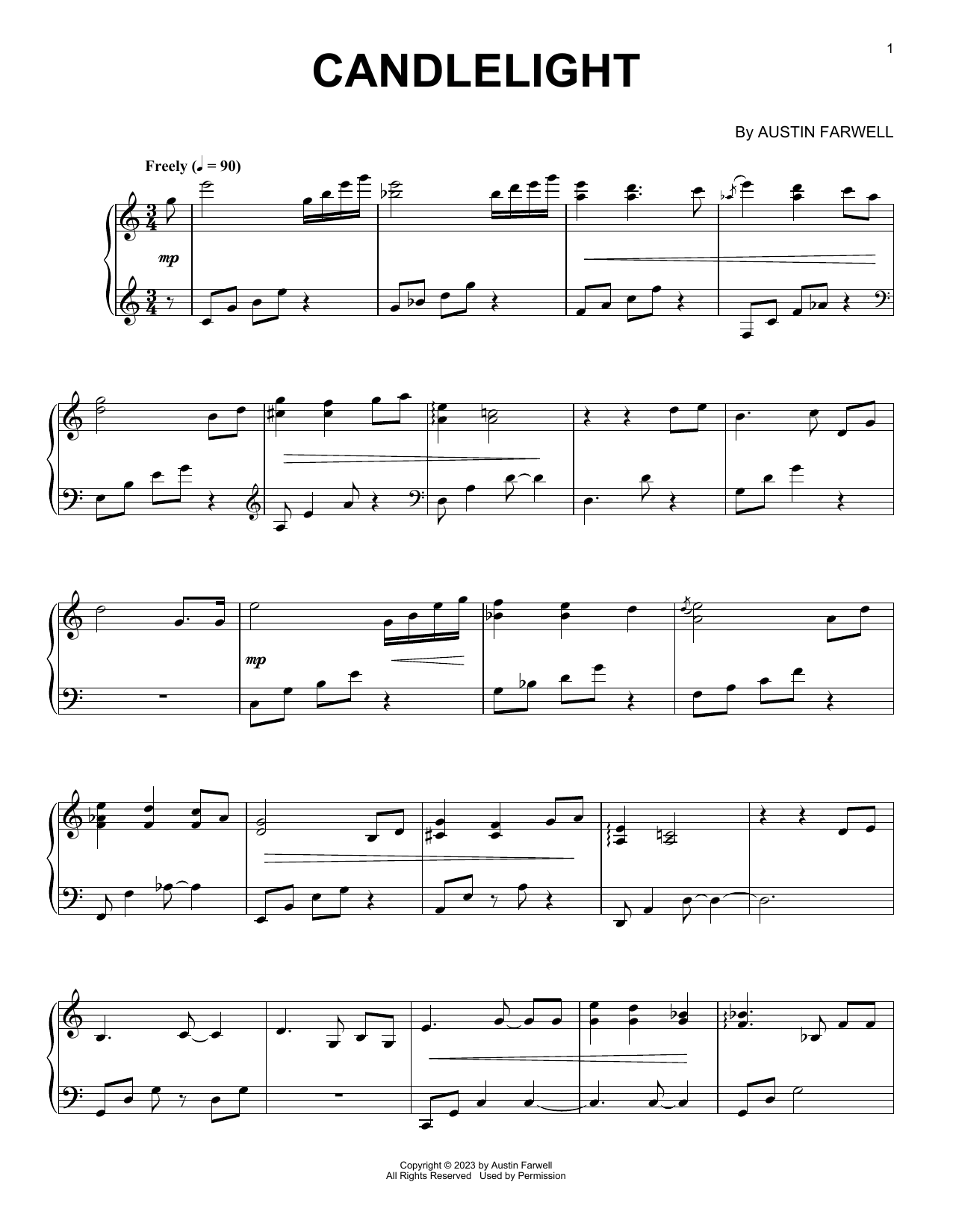 Austin Farwell Candlelight sheet music notes and chords. Download Printable PDF.