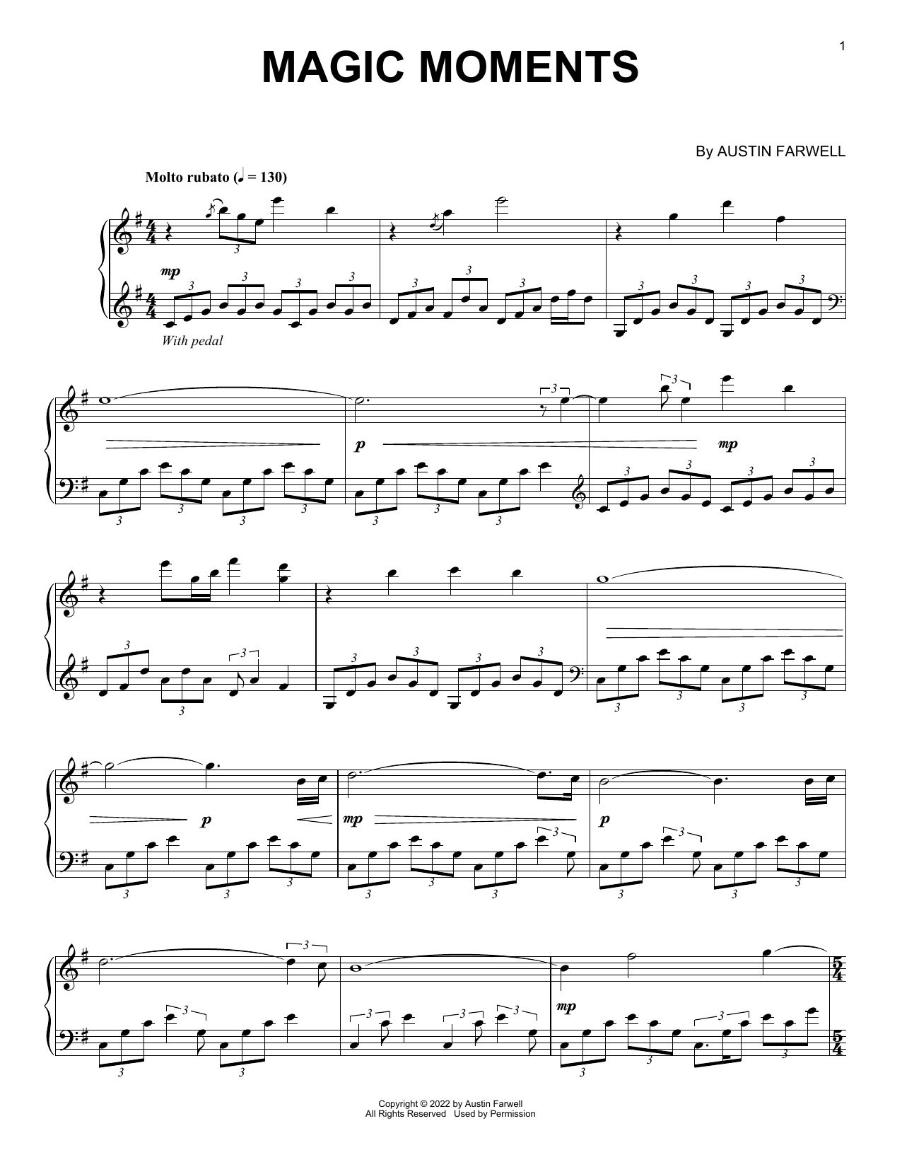 Austin Farwell Magic Moments sheet music notes and chords. Download Printable PDF.