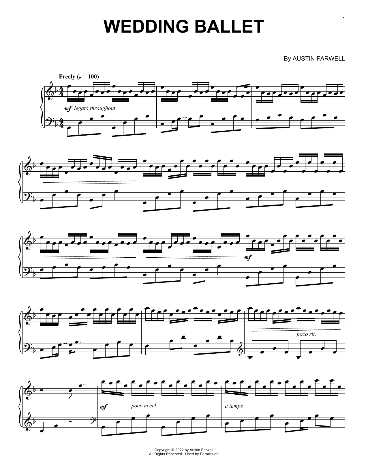 Austin Farwell Wedding Ballet sheet music notes and chords. Download Printable PDF.