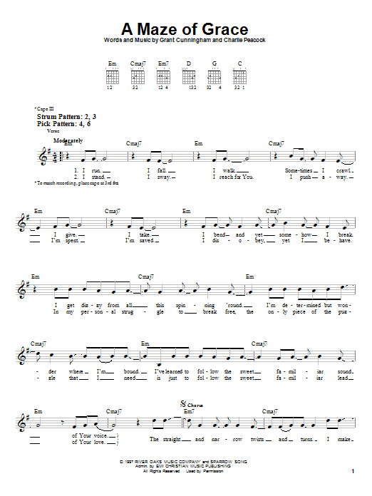 Avalon A Maze Of Grace sheet music notes and chords. Download Printable PDF.