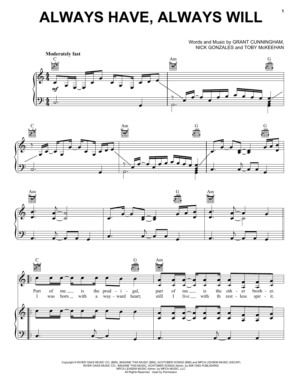 Avalon Always Have, Always Will sheet music notes and chords. Download Printable PDF.