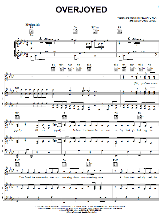 Learn to play Avalon Overjoyed sheet music for Piano, Vocal & Guitar Chords (Right-Hand Melody) in minutes. Price: 7.8900$ Avalon Overjoyed sheet music notes and chords arranged for Piano, Vocal & Guitar Chords (Right-Hand Melody)