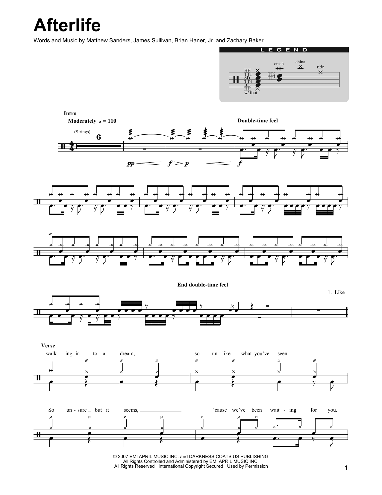 Avenged Sevenfold Afterlife sheet music notes and chords. Download Printable PDF.