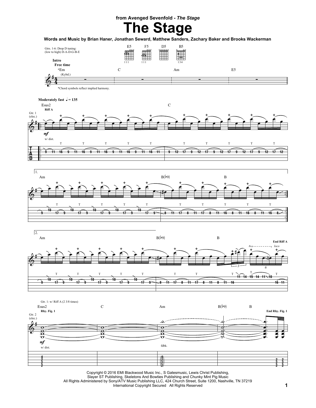 Learn to play Avenged Sevenfold The Stage sheet music for Guitar Tab in minutes. Price: 7.8900$ Avenged Sevenfold The Stage sheet music notes and chords arranged for Guitar Tab