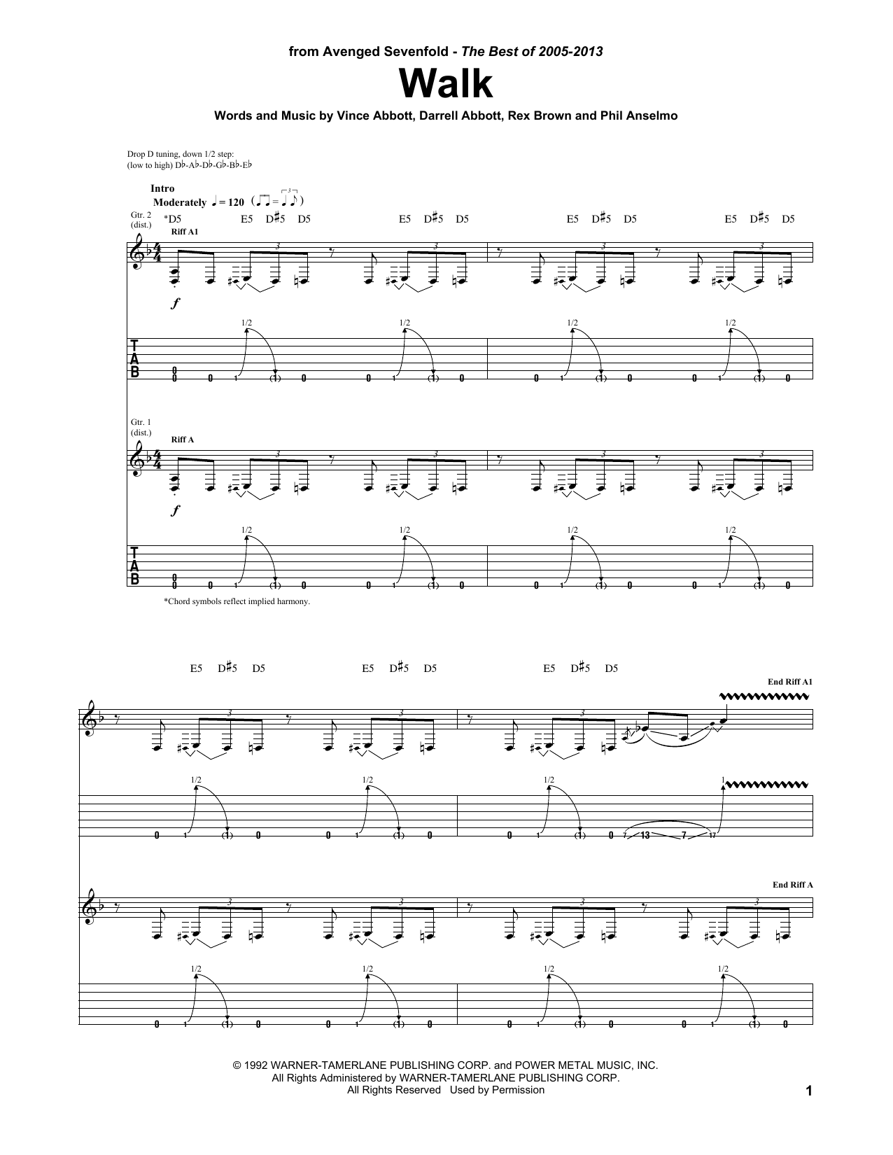 Learn to play Avenged Sevenfold Walk sheet music for Guitar Tab in minutes. Price: 7.8900$ Avenged Sevenfold Walk sheet music notes and chords arranged for Guitar Tab