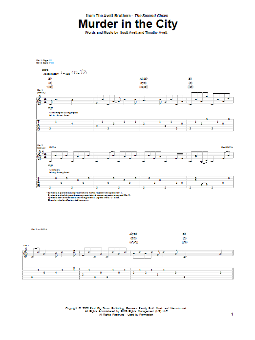 Learn to play The Avett Brothers Murder In The City sheet music for Guitar Tab in minutes. Price: 7.8900$ The Avett Brothers Murder In The City sheet music notes and chords arranged for Guitar Tab