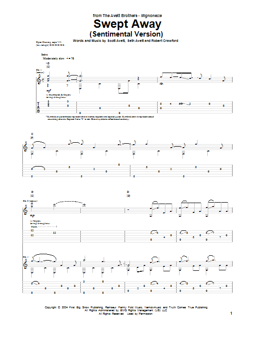 Learn to play Avett Brothers Swept Away sheet music for Guitar Tab in minutes. Price: 7.8900$ Avett Brothers Swept Away sheet music notes and chords arranged for Guitar Tab