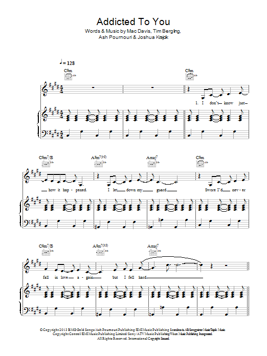 Avicii Addicted To You sheet music notes and chords. Download Printable PDF.