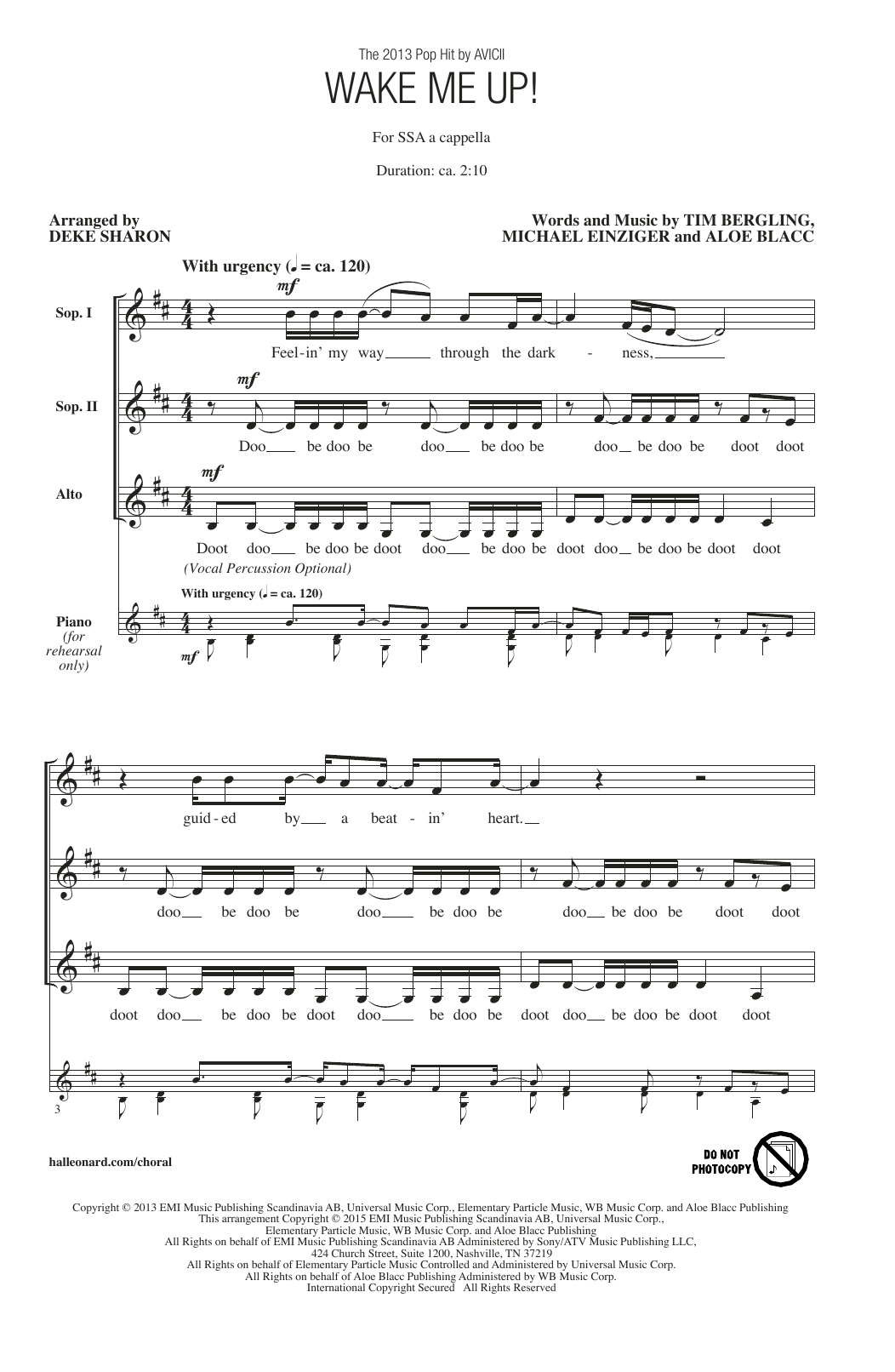 Avicii Wake Me Up! (arr. Deke Sharon) sheet music notes and chords. Download Printable PDF.