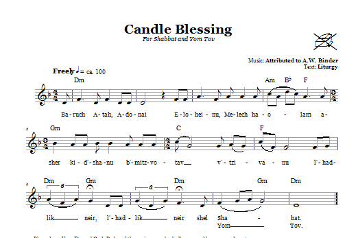 A.W. Binder Candle Blessings (For Shabbat and Yom Tov) sheet music notes and chords. Download Printable PDF.