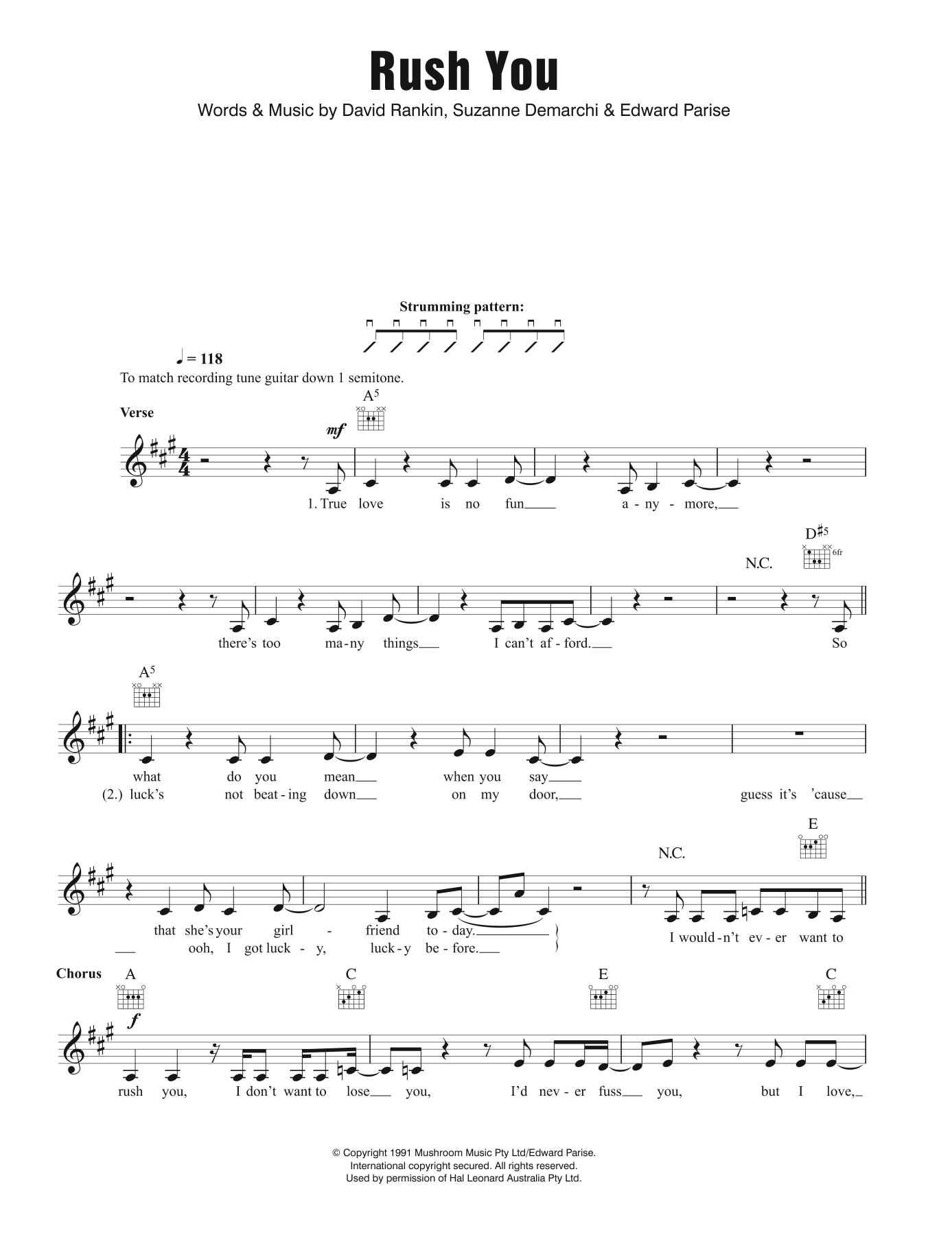 Baby Animals Rush You sheet music notes and chords. Download Printable PDF.