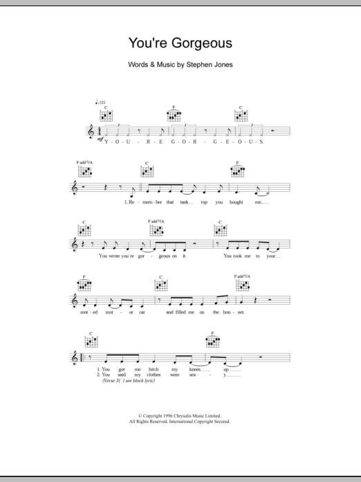 Babybird You're Gorgeous sheet music notes and chords. Download Printable PDF.