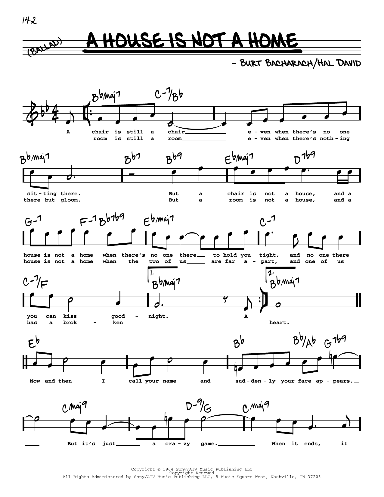 Bacharach & David A House Is Not A Home (High Voice) sheet music notes and chords. Download Printable PDF.