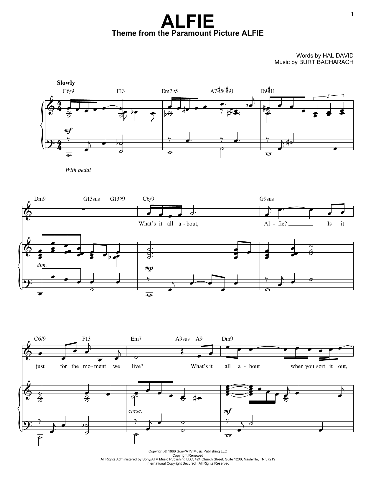 Bacharach & David Alfie [Jazz version] (arr. Brent Edstrom) sheet music notes and chords. Download Printable PDF.