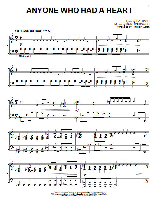 Phillip Keveren Anyone Who Had A Heart sheet music notes and chords arranged for Piano Solo