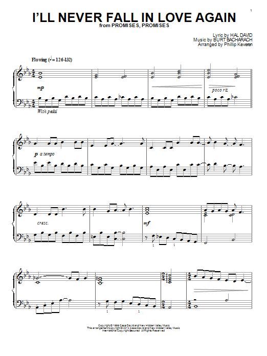 Phillip Keveren I'll Never Fall In Love Again sheet music notes and chords arranged for Piano Solo