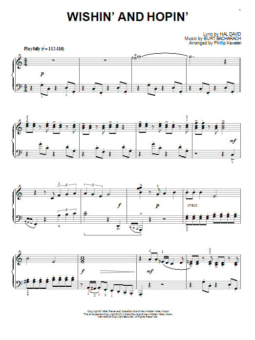 Phillip Keveren Wishin' And Hopin' sheet music notes and chords arranged for Piano Solo