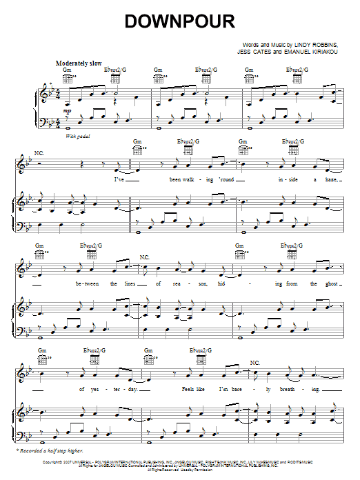 Learn to play Backstreet Boys Downpour sheet music for Piano, Vocal & Guitar Chords (Right-Hand Melody) in minutes. Price: 7.8900$ Backstreet Boys Downpour sheet music notes and chords arranged for Piano, Vocal & Guitar Chords (Right-Hand Melody)