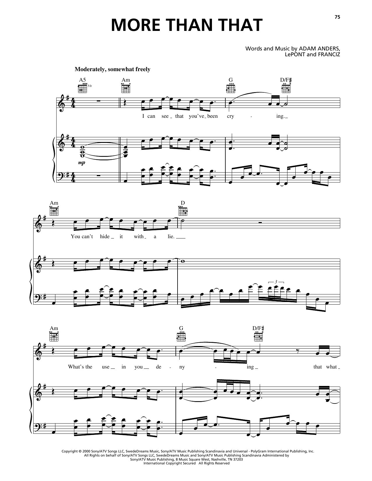 Backstreet Boys More Than That sheet music notes and chords. Download Printable PDF.