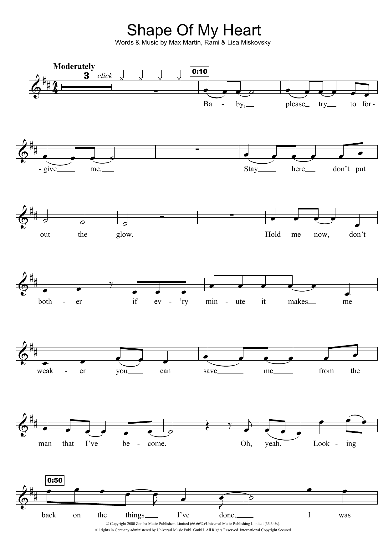 Backstreet Boys Shape Of My Heart sheet music notes and chords. Download Printable PDF.