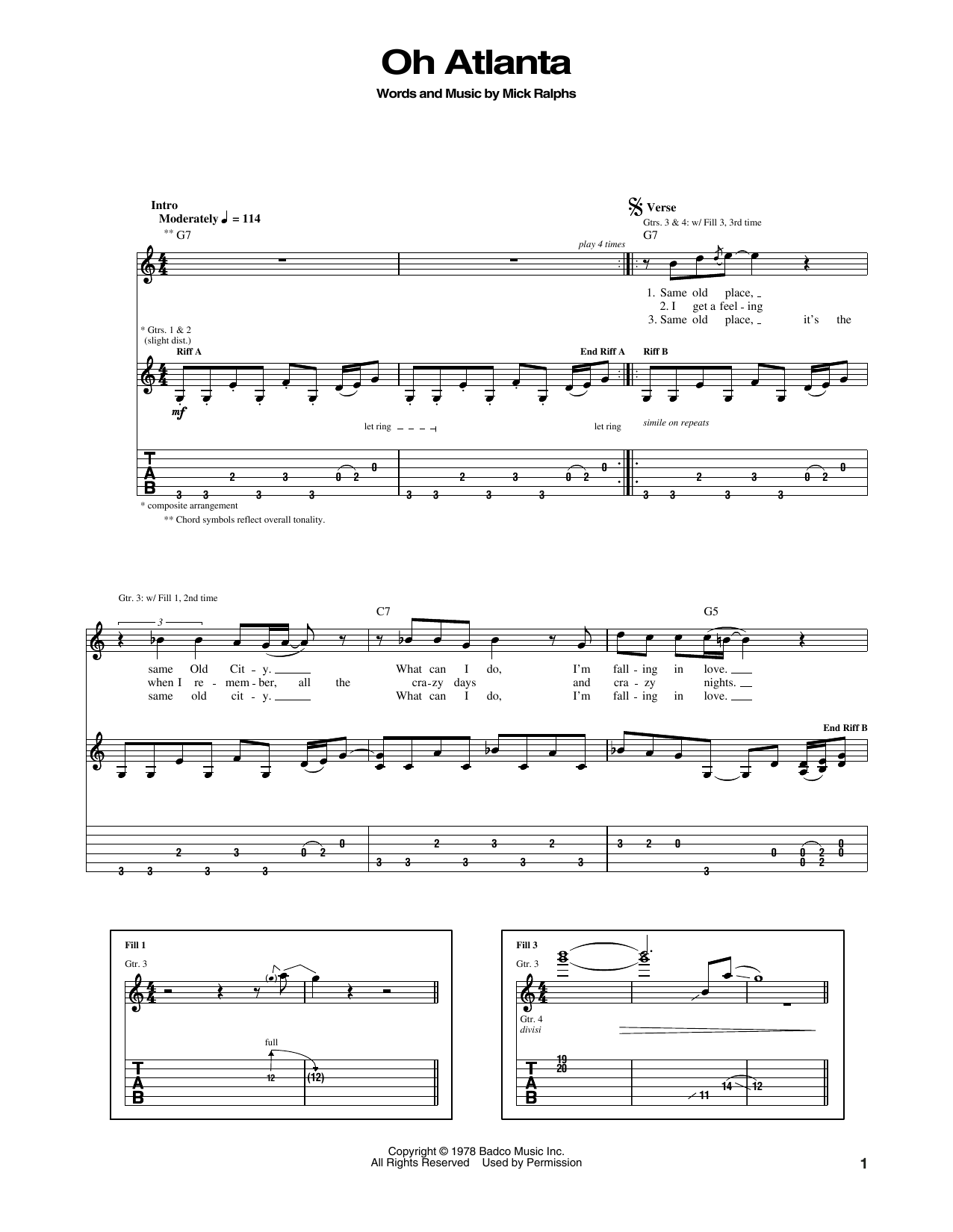 Learn to play Bad Company Oh Atlanta sheet music for Guitar Tab in minutes. Price: 7.8900$ Bad Company Oh Atlanta sheet music notes and chords arranged for Guitar Tab