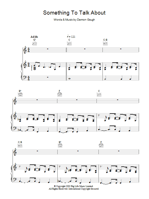 Badly Drawn Boy Something To Talk About sheet music notes and chords. Download Printable PDF.