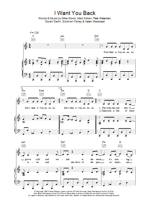Learn to play Bananarama I Want You Back sheet music for Piano, Vocal & Guitar Chords in minutes. Price: 7.8900$ Bananarama I Want You Back sheet music notes and chords arranged for Piano, Vocal & Guitar Chords