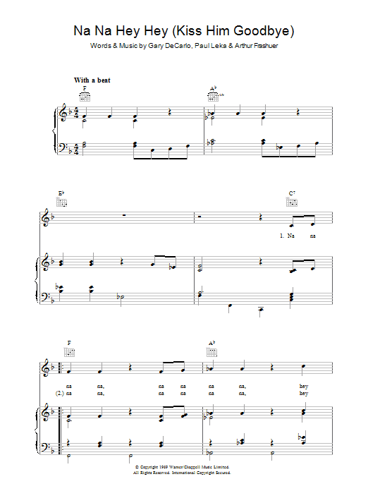 Bananarama Na Na Hey Hey Kiss Him Goodbye sheet music notes and chords arranged for Piano, Vocal & Guitar Chords